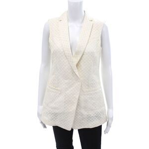 Piazza Sempione Womens Long Blazer Cream Size 40